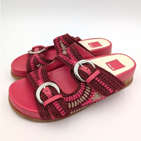 Dolce Vita Ralli Women's Wedge Knit Sandals Double Strap Slide Pink Size US7 - Picture 1 of 10